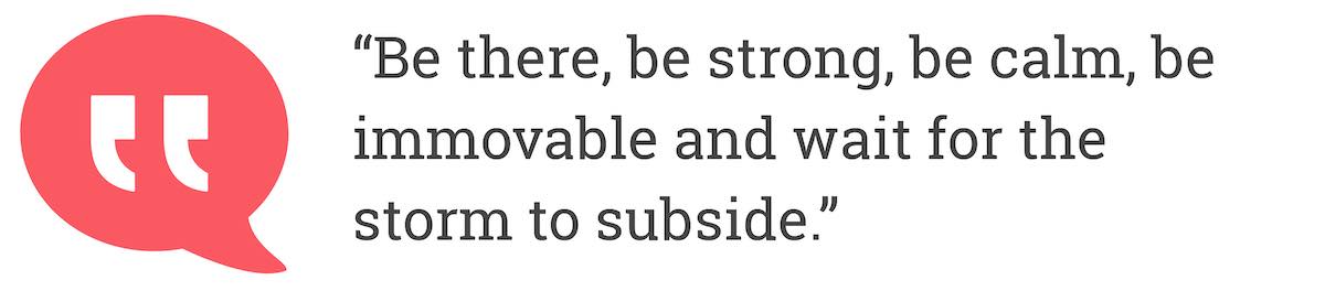 Be there, be strong, be calm, be immovable and wait for the storm to subside.