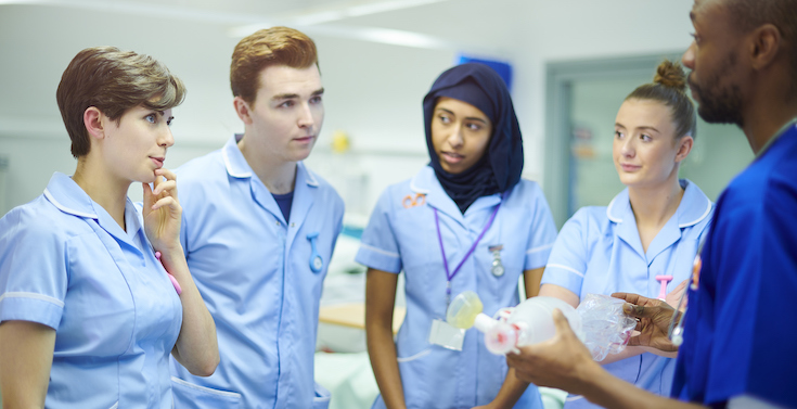 Student nurses are taught by a clinician