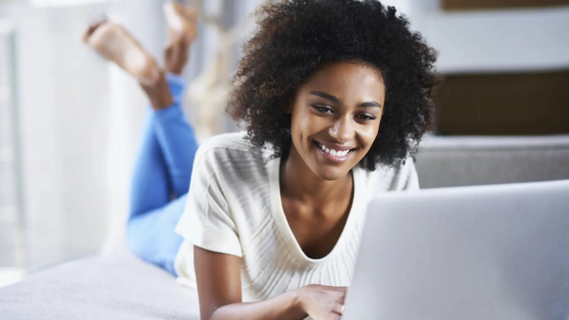 Student working at her laptop