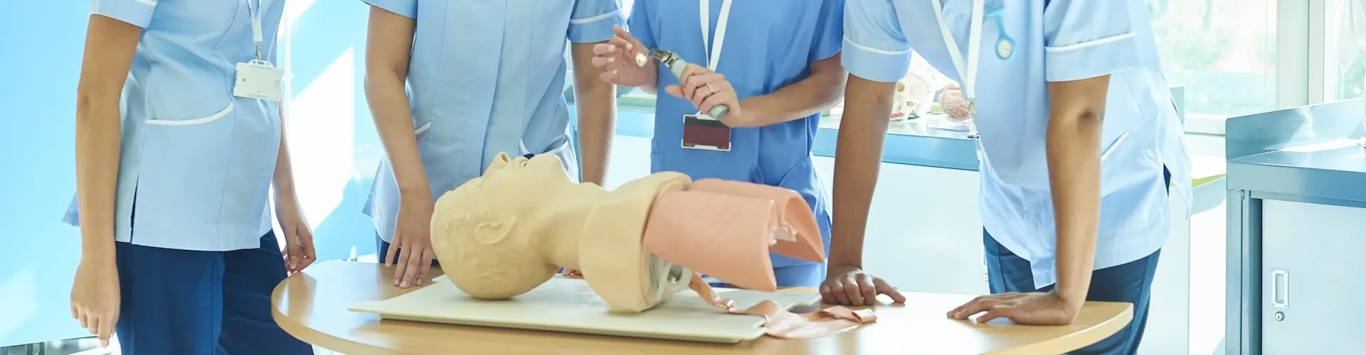 Cropped photo of a group of nurses in a training session