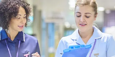 Two nurses on a hospital ward