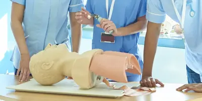 Cropped photo of a group of nurses in a training session